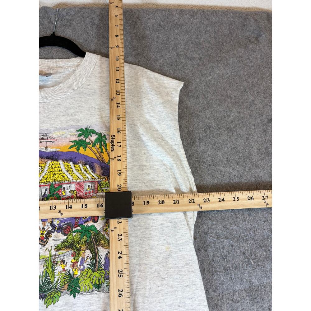VINTAGE 90s McDonalds Jurassic Park Tank Shirt Mens XL White Graphic Muscle Tee - Picture 3 of 7